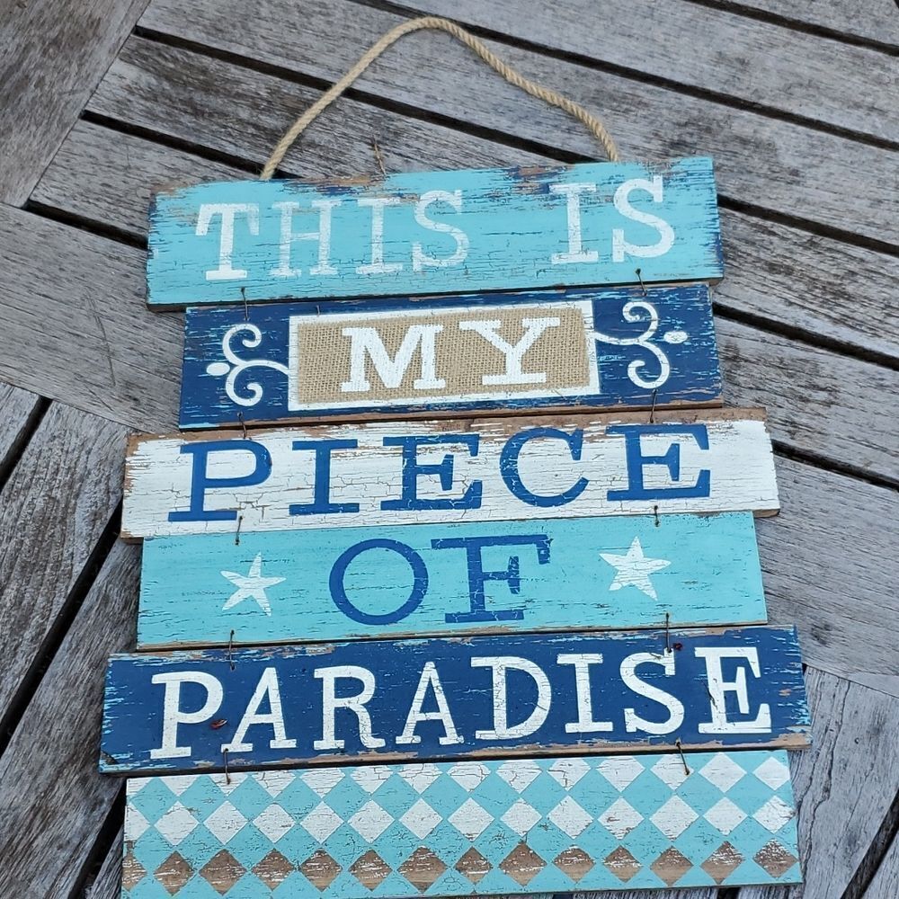 My Piece Of Paradise Wooden Hanging Sign Beach Island